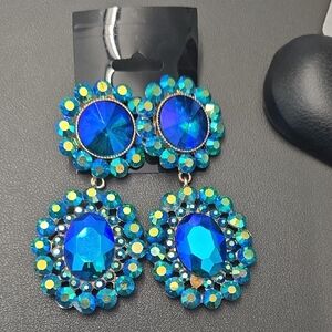 Blue Crystal Drop Earrings